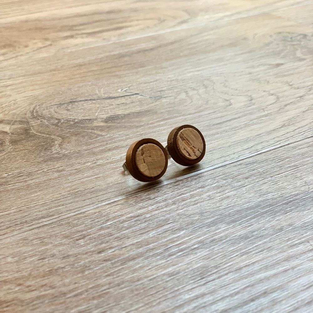 Wooden Rose Gold Stud Earrings